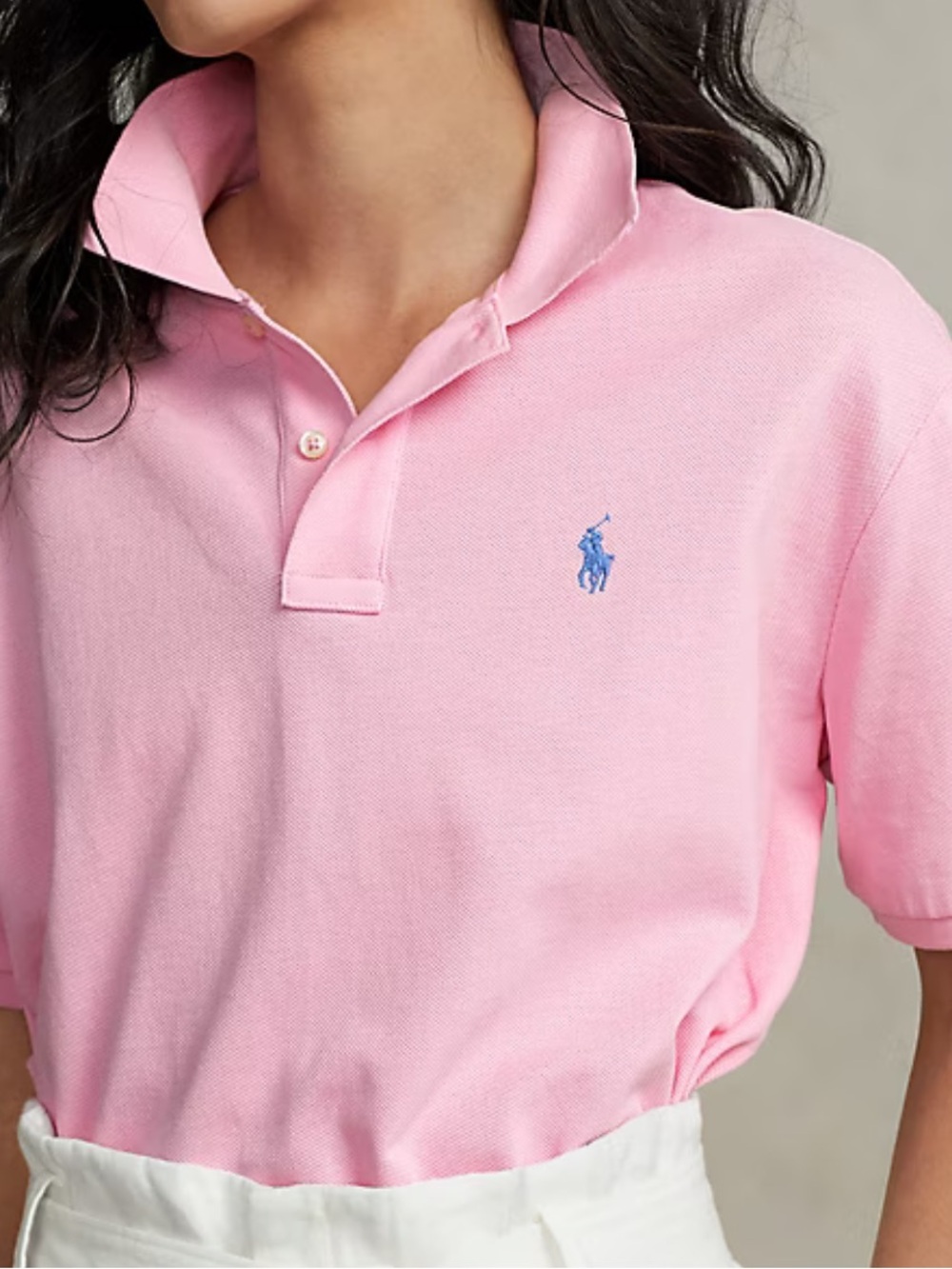 Polo by Ralph Lauren Cotton Cropped Boxy Fit Polo Shirt in Pink Women’s Medium